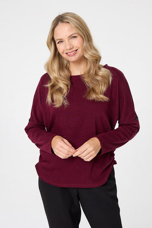 Red | Relaxed Batwing Sleeve Slouchy Jumper
