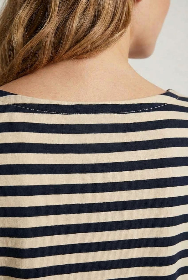 Navy | Striped Relaxed Long Sleeve Top