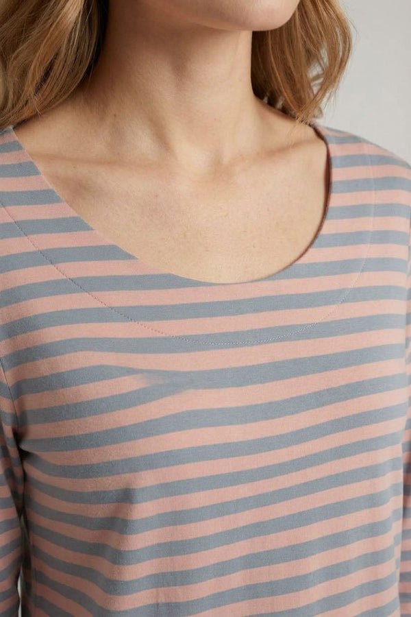 Pink | Striped Relaxed Long Sleeve Top