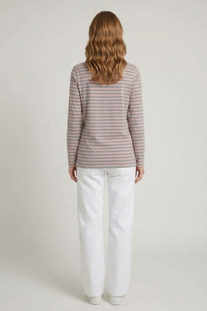 Pink | Striped Relaxed Long Sleeve Top