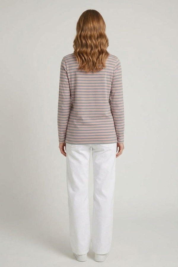 Pink | Striped Relaxed Long Sleeve Top