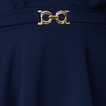 Navy | Curve Sheer Sleeve Wrap Front Blouse