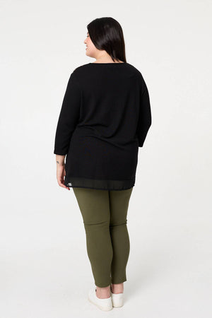 Black | Curve Animal Print Asymmetric Tunic Top