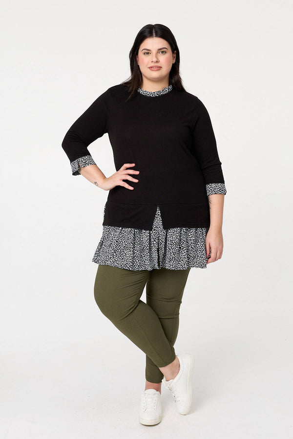 Black | Curve Layered Ruffled Shirt Jumper Top