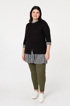 Black | Curve Layered Ruffled Shirt Jumper Top