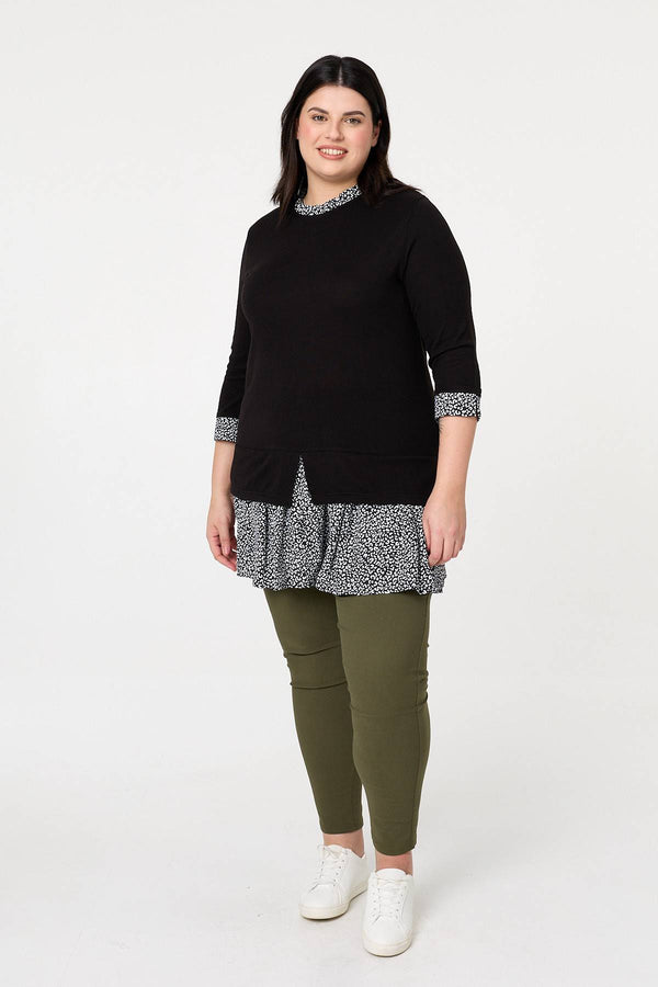 Black | Curve Layered Ruffled Shirt Jumper Top