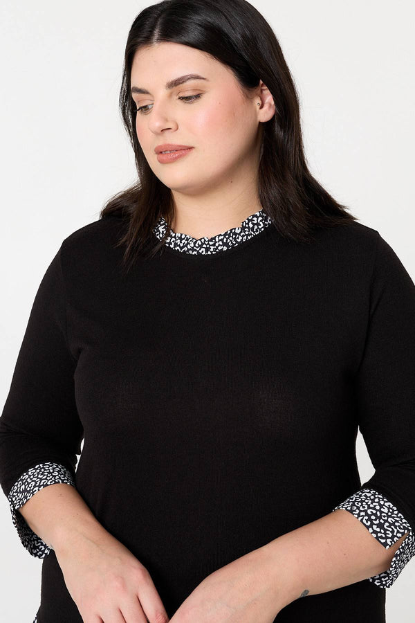 Black | Curve Layered Ruffled Shirt Jumper Top