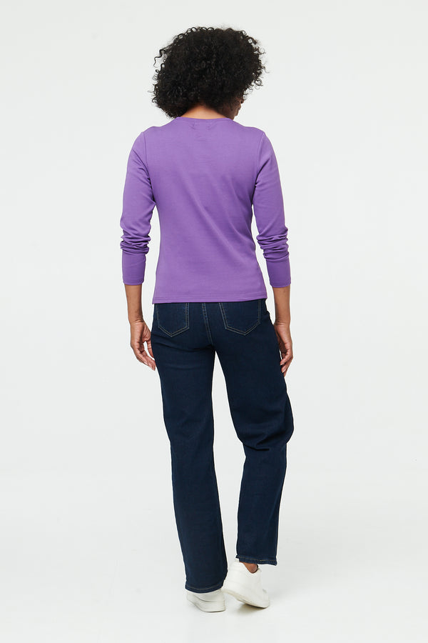 Purple | Slim Fit Long Sleeve T-Shirt