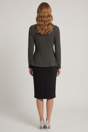 Grey | Long Sleeve Slim Fit Peplum Top