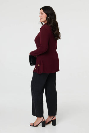 Red | Curve Cowl Neck Asymmetric Jumper
