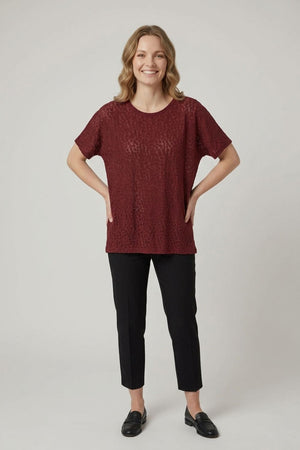 Red | Textured Relaxed Short Sleeve T-Shirt
