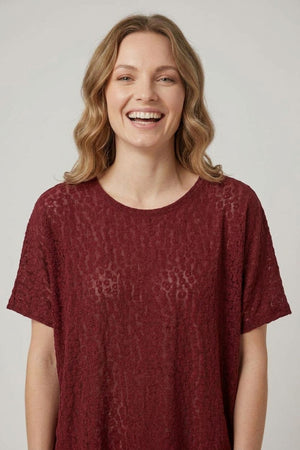 Red | Textured Relaxed Short Sleeve T-Shirt