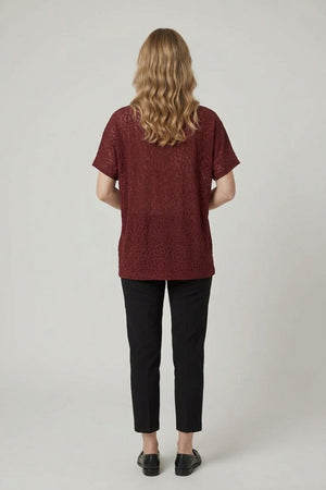 Red | Textured Relaxed Short Sleeve T-Shirt