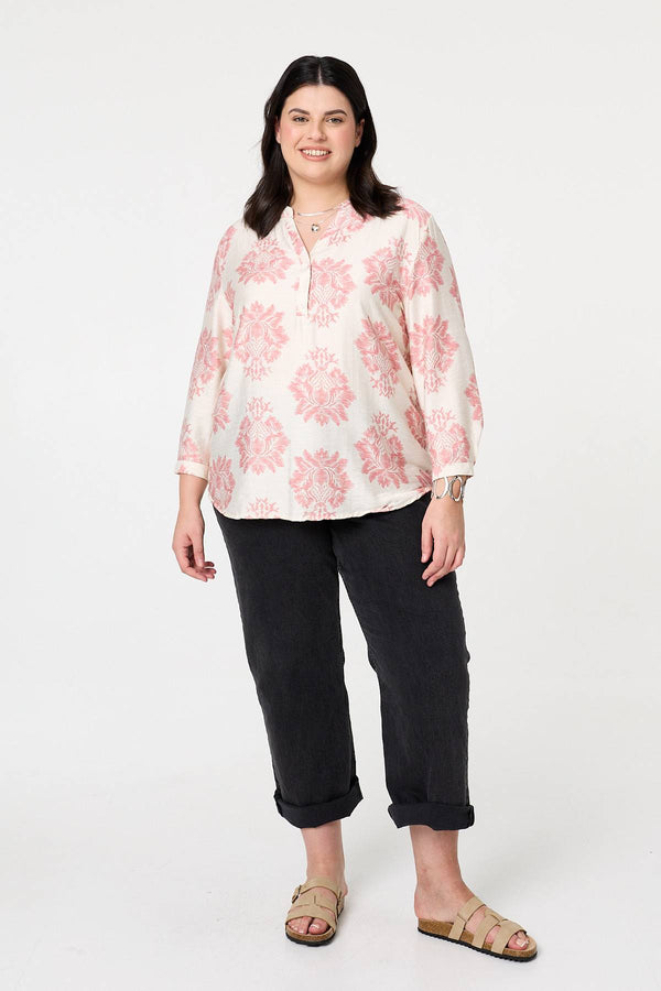 Pink | Curve Floral Long Sleeve Blouse