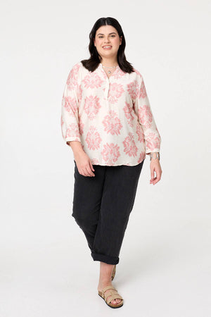 Pink | Curve Floral Long Sleeve Blouse