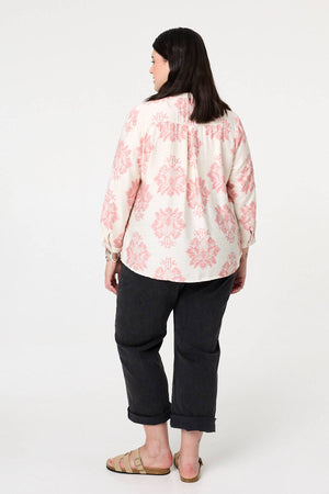 Pink | Curve Floral Long Sleeve Blouse