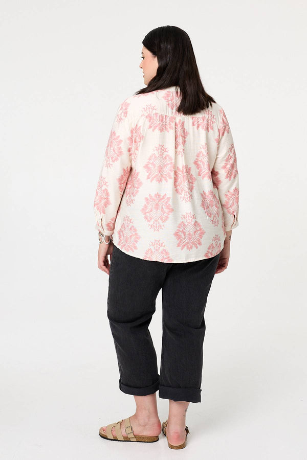 Pink | Curve Floral Long Sleeve Blouse