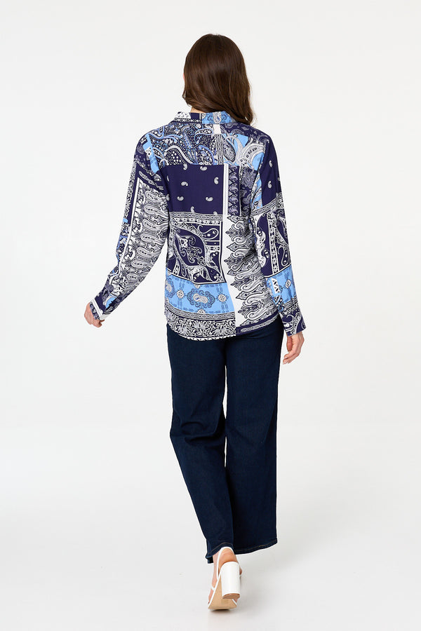 Navy | Patchwork Long Sleeve Shirt