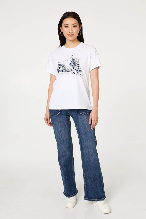 White | Graphic Print Short Sleeve T-Shirt