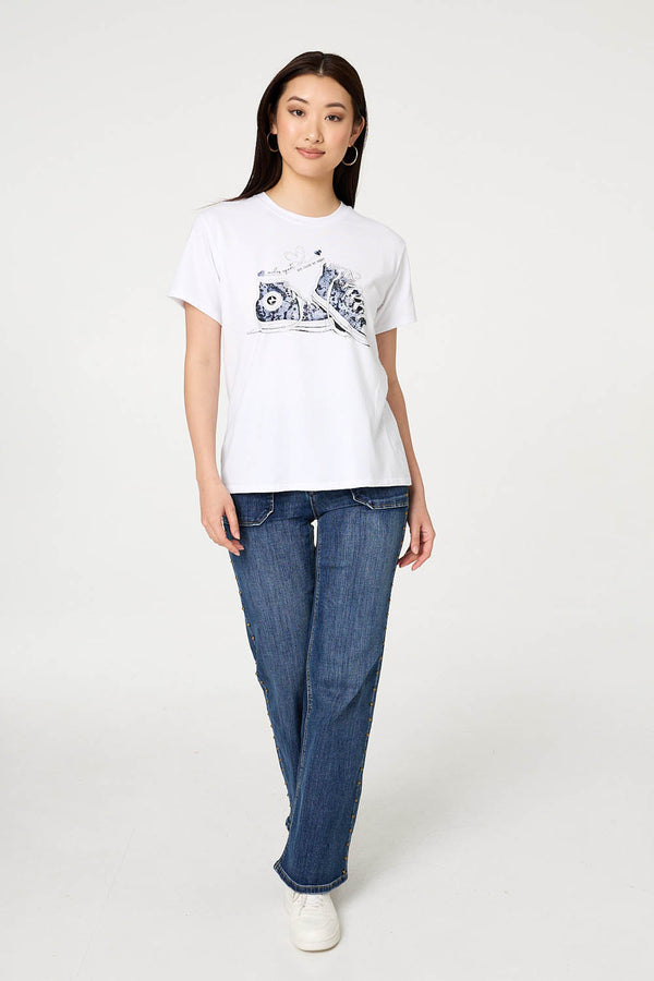 White | Graphic Print Short Sleeve T-Shirt