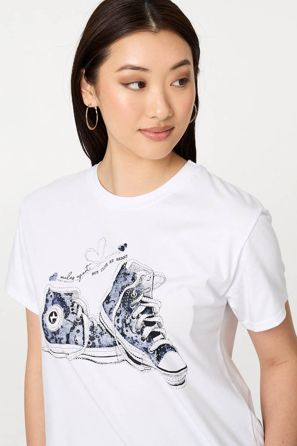 White | Graphic Print Short Sleeve T-Shirt