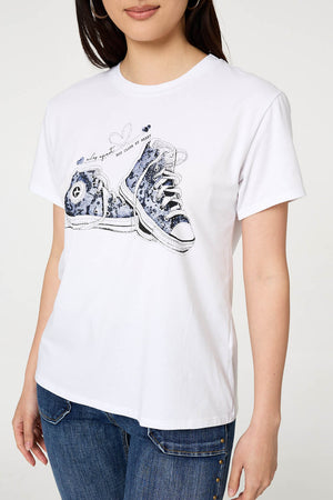 White | Graphic Print Short Sleeve T-Shirt
