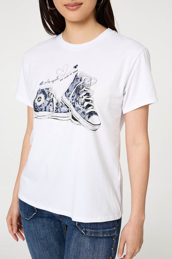 White | Graphic Print Short Sleeve T-Shirt