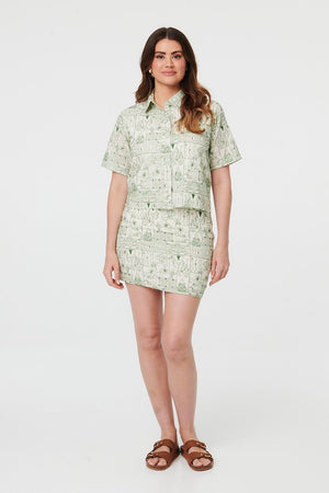 Green | Abstract High Waist Bodycon Mini Skirt