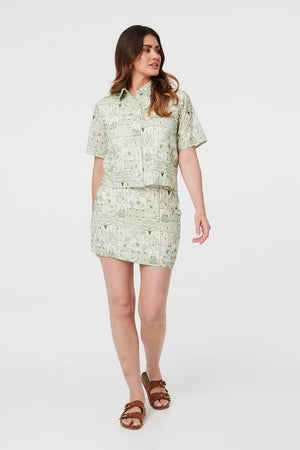 Green | Abstract High Waist Bodycon Mini Skirt