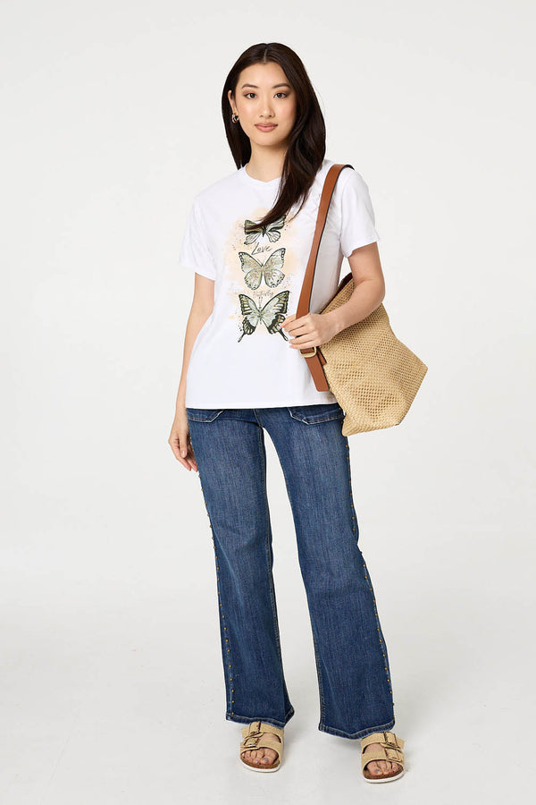 Green | Butterfly Printed Short Sleeve T-Shirt