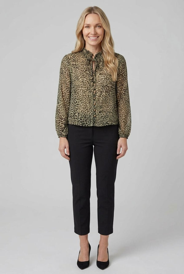 Green | Animal Print Long Sleeve Relaxed Shirt