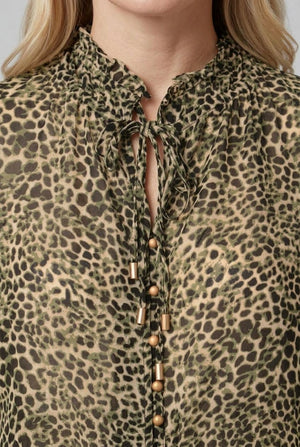 Green | Animal Print Long Sleeve Relaxed Shirt