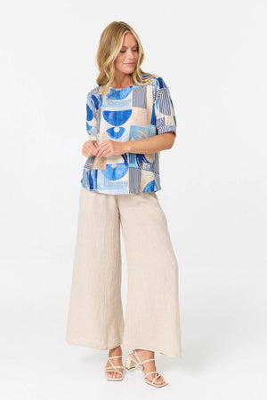 Navy | Abstract 1/2 Sleeve Relaxed Blouse