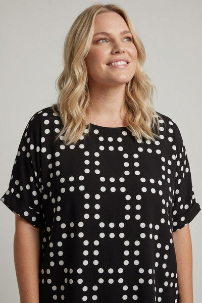 Black | Curve Polka Dot Short Sleeve Blouse
