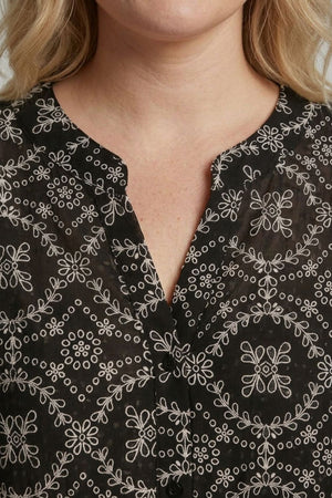 Black | Curve Printed Relaxed Longline Shirt

