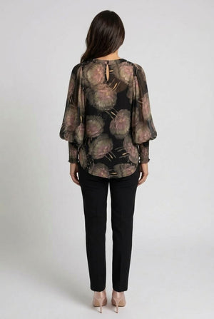 Black | Printed Long Sleeve Layered Blouse