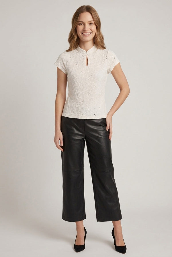 White | Broderie Anglaise Short Sleeve Top