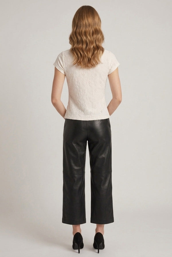 White | Broderie Anglaise Short Sleeve Top