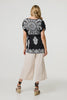 Black | Paisley Print Tie Waist Kimono Blouse Top
