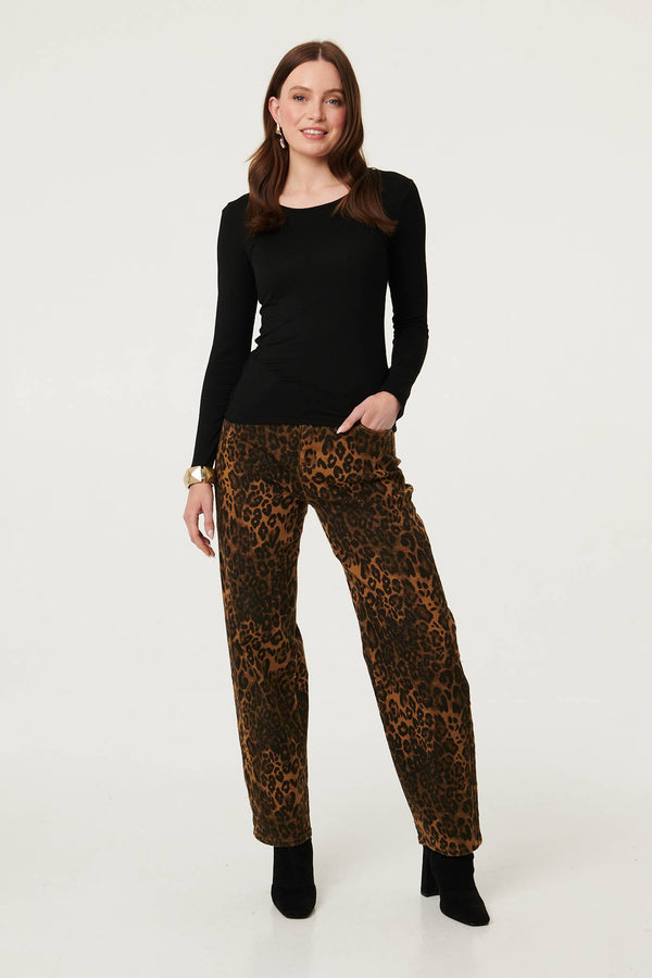 Black | Long Sleeve Slim Scoop Neck Top