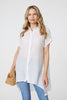 White | High Low Longline Button-Up Shirt