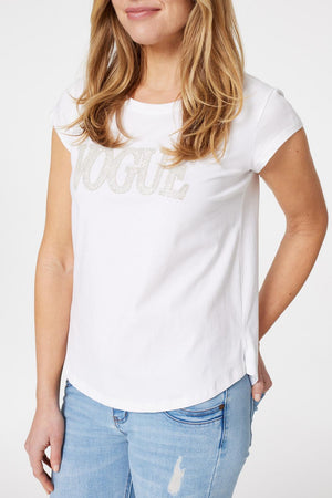 White | Embellished Logo Print T-Shirt