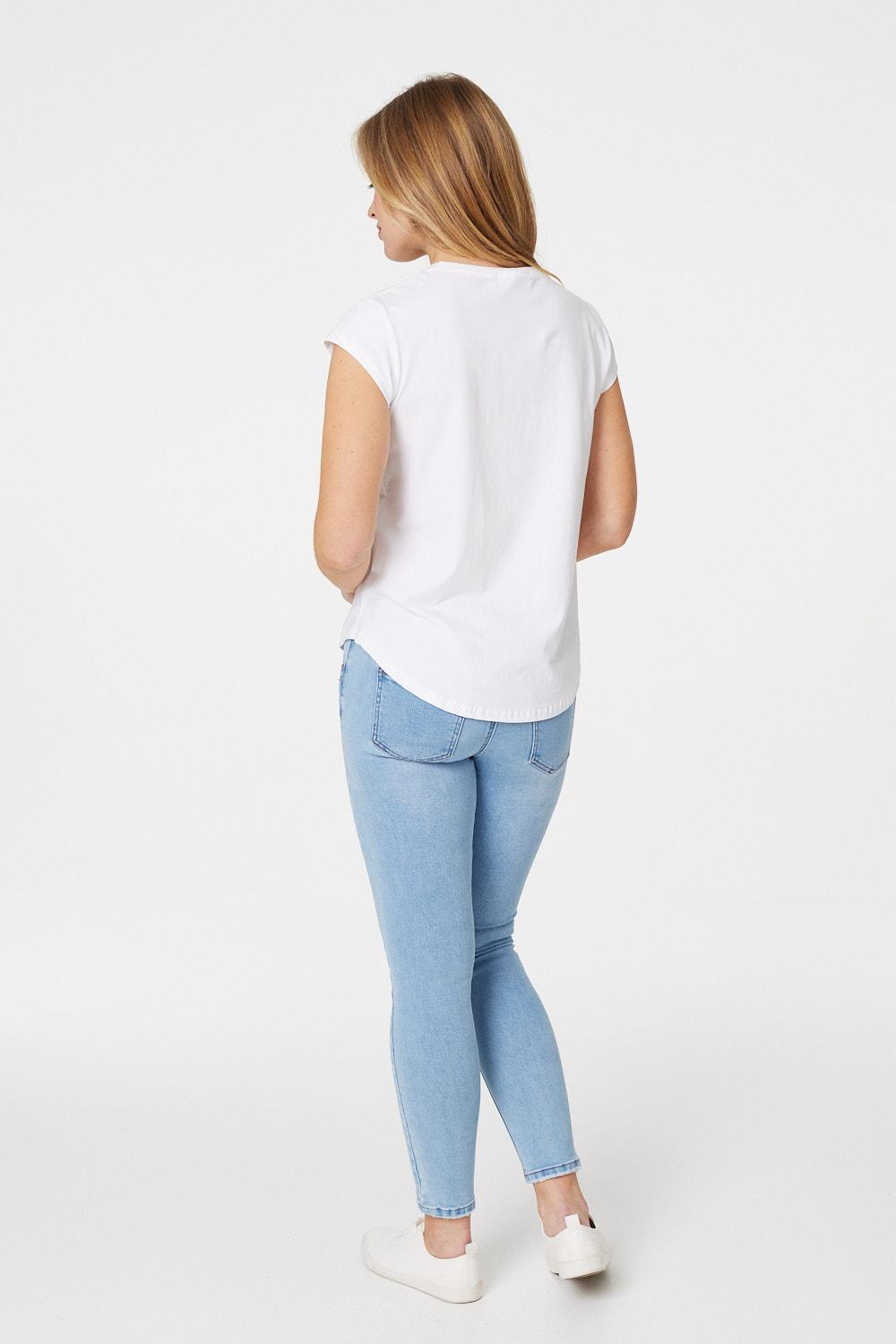 White | Embellished Logo Print T-Shirt