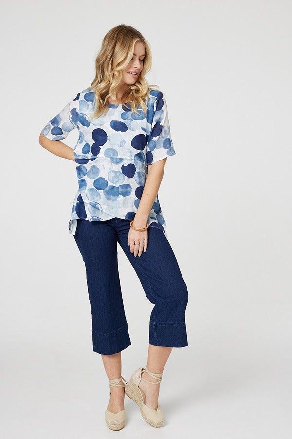 Blue | Polka Dot Layered Blouse Top