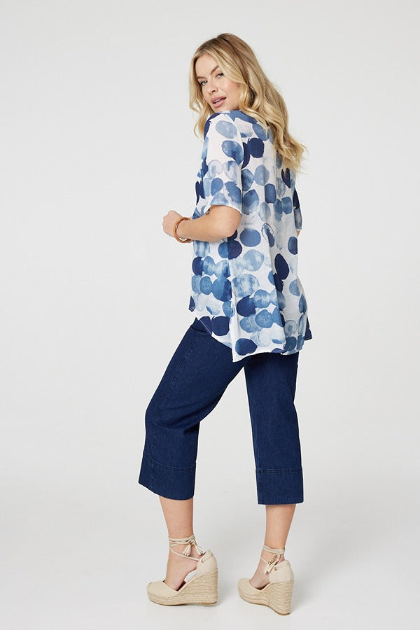Blue | Polka Dot Layered Blouse Top