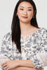 White | Floral Lace Trim Tie Neck Bardot Blouse
