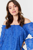 Blue | Textured Semi Sheer Bardot Blouse
