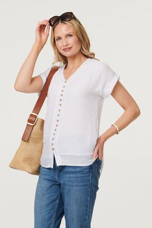 White | Relaxed Layered Short Sleeve Shirt