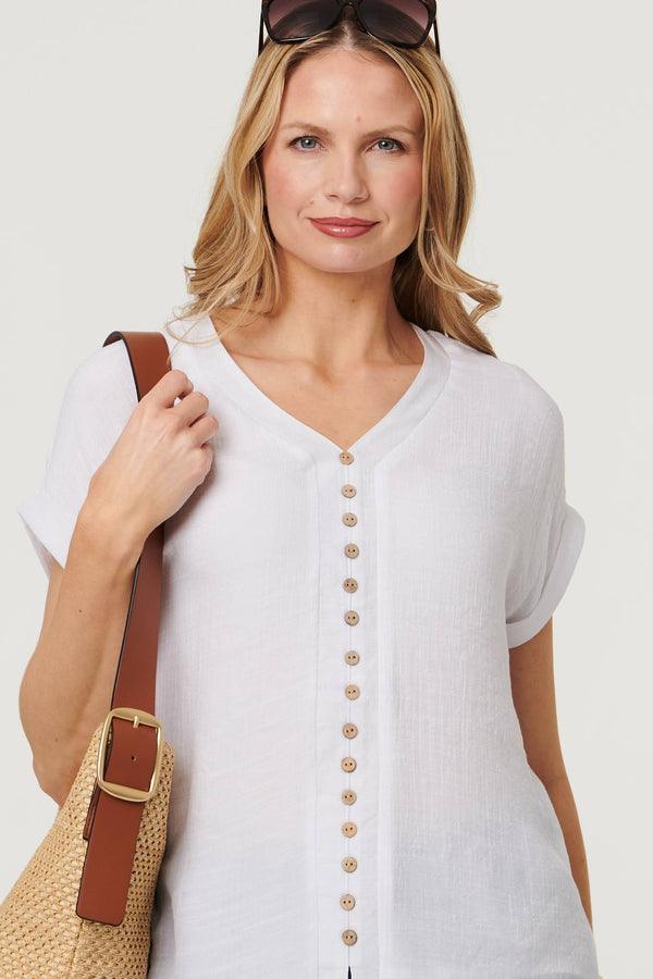 White | Relaxed Layered Short Sleeve Shirt