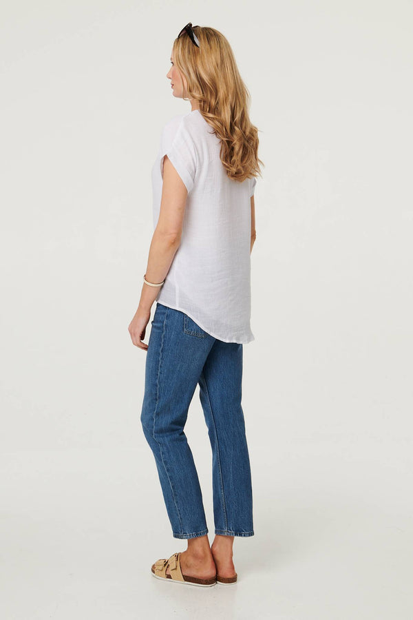 White | Relaxed Layered Short Sleeve Shirt